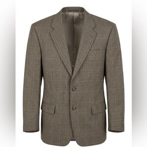 LAUREN RALPH LAUREN MENS BLAZER SIZE 42L DARK TAN/BEIGE BLACK STRIPE